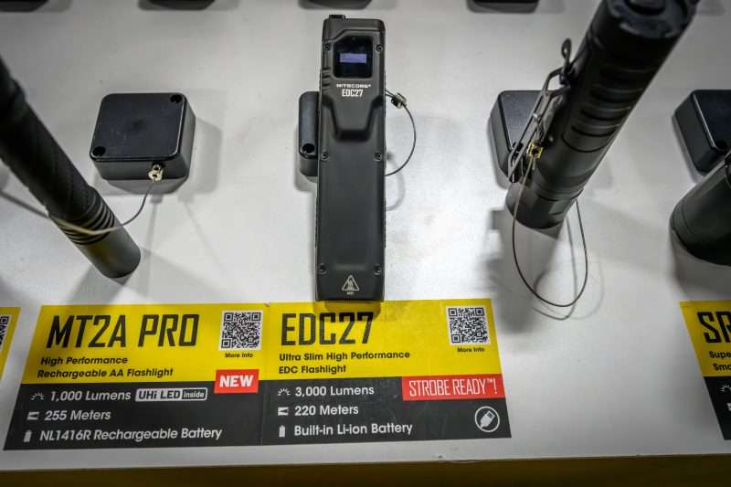 The Nitecore EDC27 utilizes a small screen to let you know about run-times and light levels.