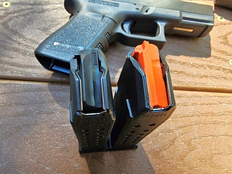 Older and newer Glock magazines.