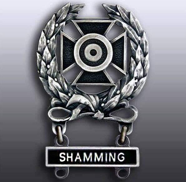Qualification for the official SHAMMING badge should  be limited to selection by the E4 Mafia. 