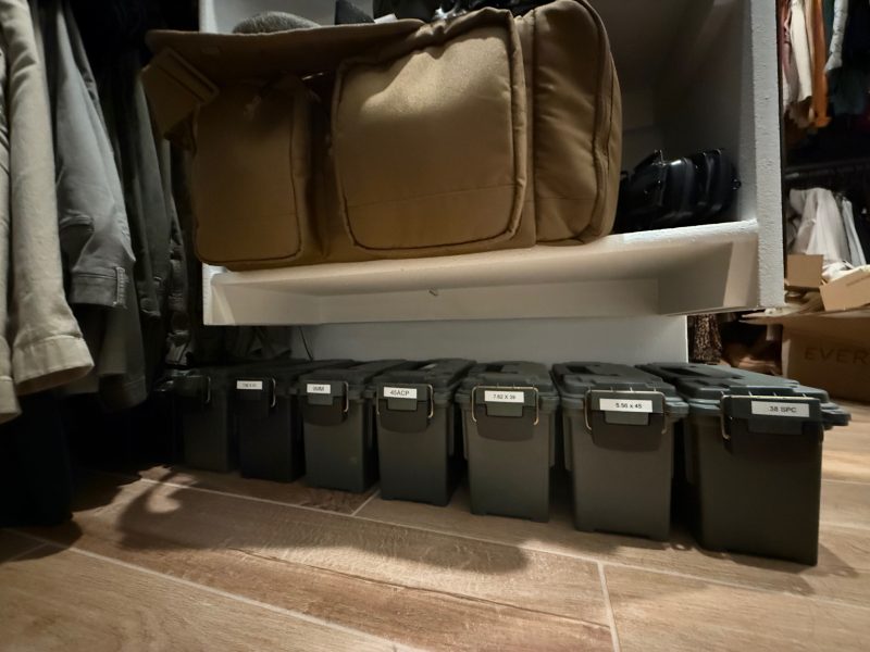 Gun Closet Range Ammo in ammo cans