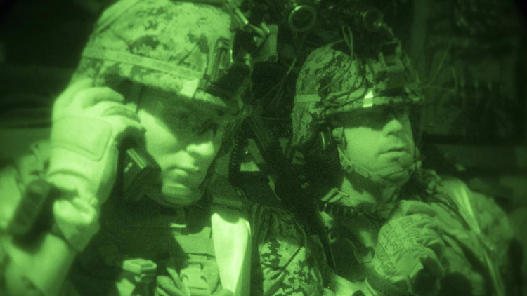 MARPAT camouflage - blends in at night as seen through IR.