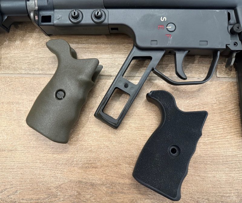 Featured rifle shown with the pistol grip removed, revealing the metal frame extending into the plastic grip which, while easily removed, does not allow for a lot of angle adjustment.