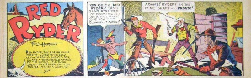 An example of the Red Ryder comic strip, which gave birth to the Daisy Red Ryder BB gun. 