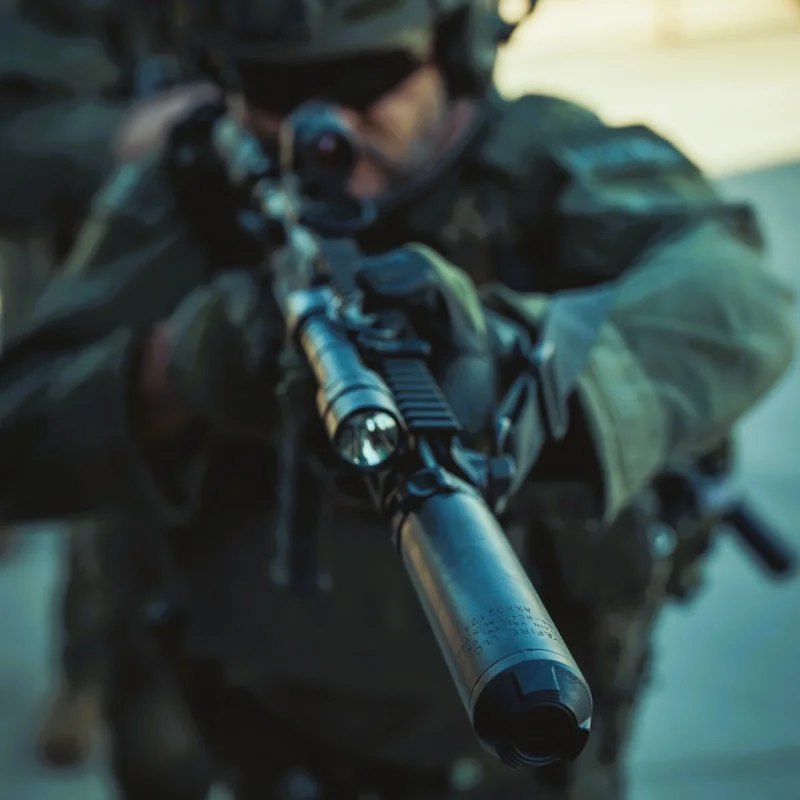 closeup of an RC-4 and Surefire  weapon light for long guns