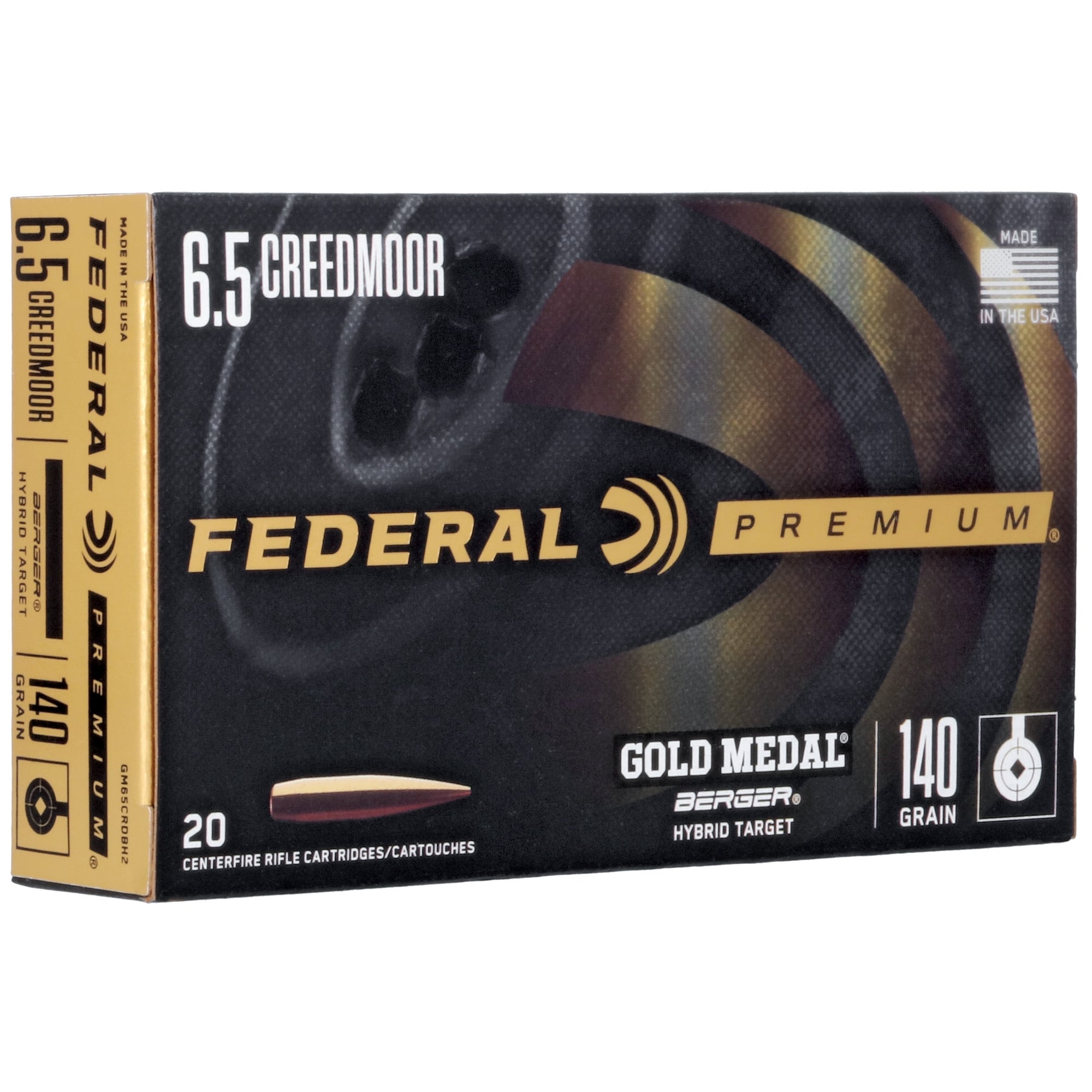 Federal Premium Gold Medal Berger 6.5 Creedmoor Ammo 140gr Hybrid Target BTHP 20 Rounds