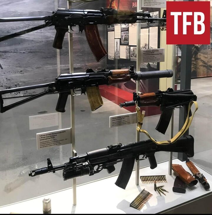 AKS-74Us, note the 20-round magazine, which was used to identify it was used for the short-lived subsonic 5.45x39 ammunition. By Lynndon Schooler.