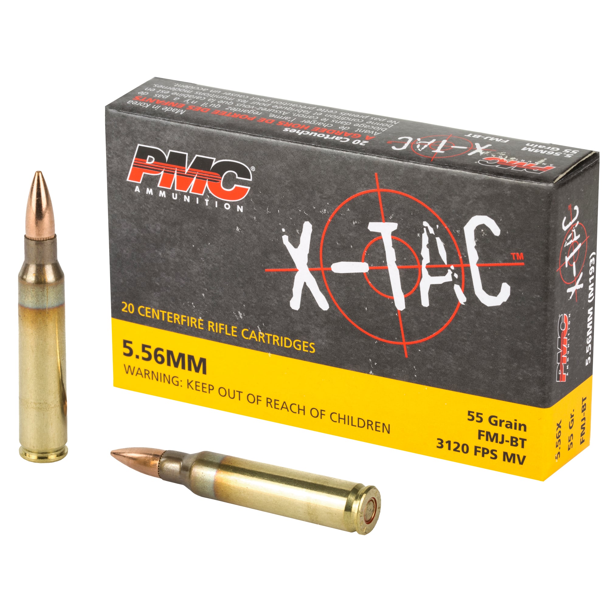 PMC X-Tac 5.56 NATO Ammo 55gr FMJBT 20 Rounds
