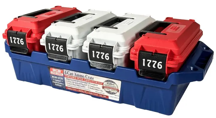 new mtm limited edition america250 ammo crates in 5 can 4 can models