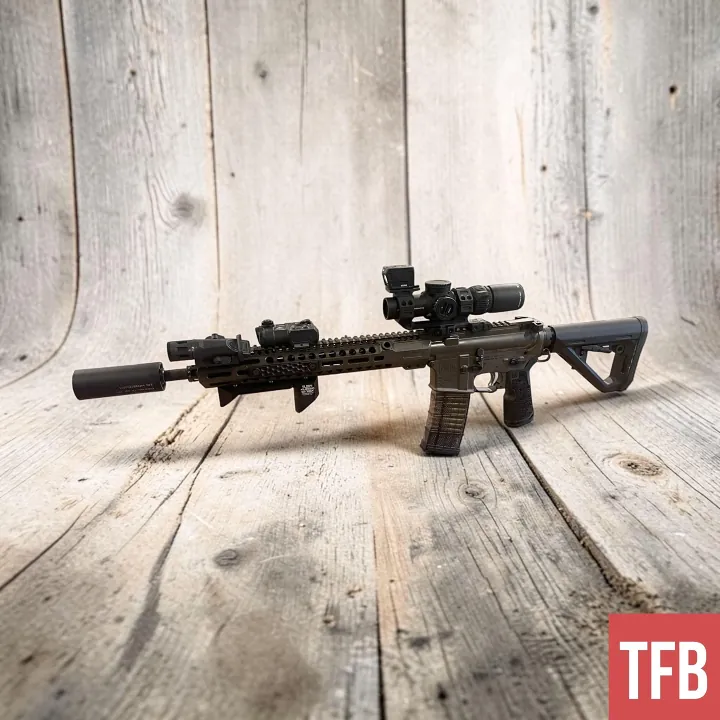 Midwest Industries CMR HD w/ Vortex AMG 1-10 & RFX 45 on MI MK2 optics mounts, Witt Machine & Tool Tu-Tu-Three suppressor, Inforce WPL, MachineMachine Ruski and Vladi.