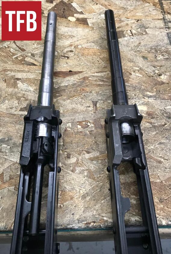 unbreakable not quite common ak failure points, Headspacing two AKSUs note how open the trunnion area is in theory it is easier to clean out debris to get the gun back up By Lynndon Schooler