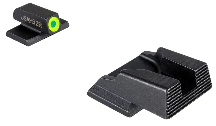 ameriglo launches tritium night sight lineup for s w bodyguard 2 0, The Protector Sight Set for Smith Wesson BODYGUARD 2 0 SWBG 705 Green Tritium LumiGreen Outline FRONT Black Serrated REAR
