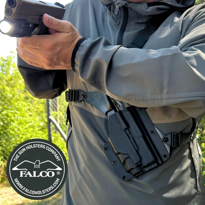falco adds weapon light options to kydex chest holster lineup