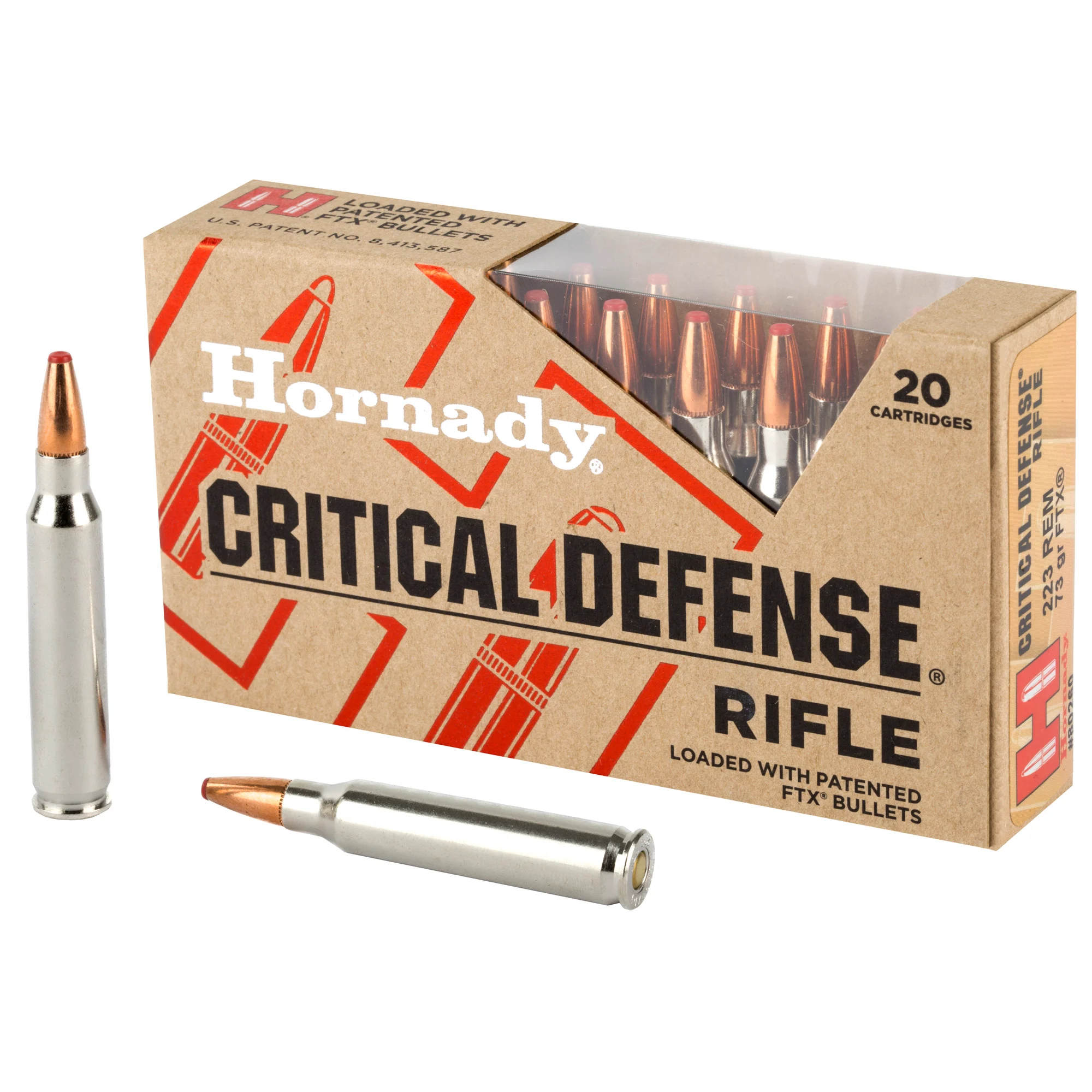 Hornady Critical Defense Rifle .223 Remington Ammo 73gr FTX 20 Rounds