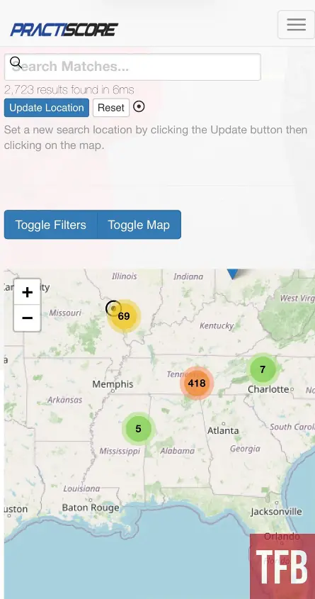 PractiScore’s Match Finder feature