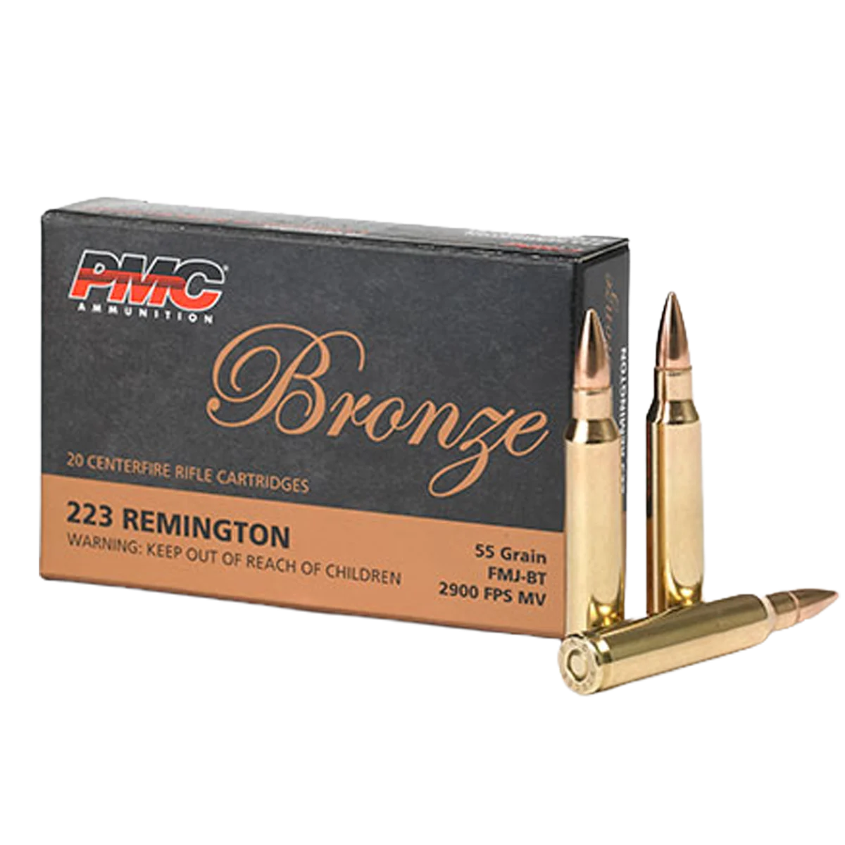 PMC Bronze .223 Remington Ammo 55gr FMJBT 20 Rounds
