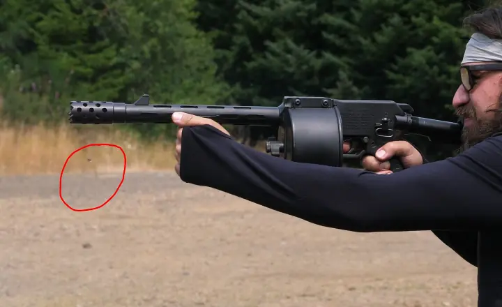street sweeping with the armsel striker, A shotgun primer exiting the rear of the gun and rebounding off of the shell deflector