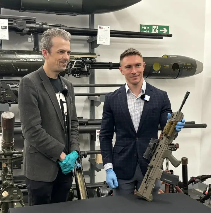 tfb behind the gun 233 keeping britain s guns alive in america, Evan Murdoch right with Jonathan Ferguson of the Royal Armouries