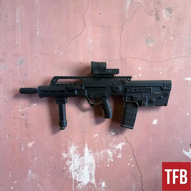 truck guns part 4 bullpups, Tavor X95 Manicore Arms handguard toprail folding charging handle MI incline comp Trijicon X35